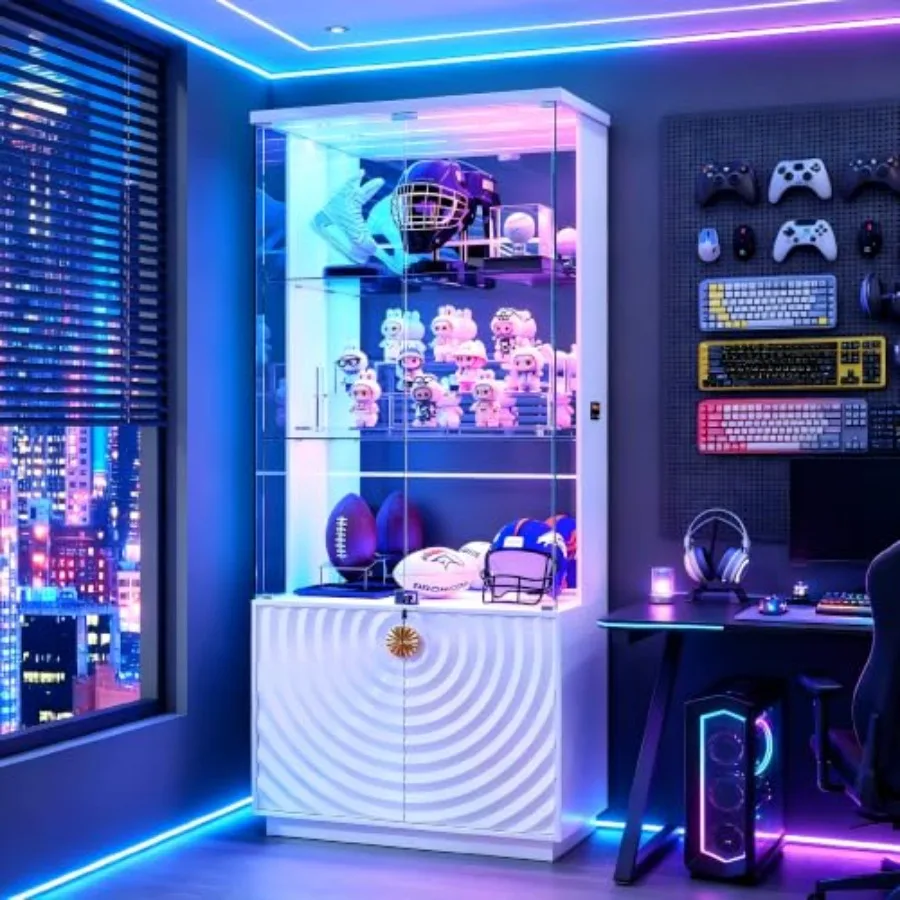 Glass Cabinet Display - Vitrine de 71 pouces avec portes