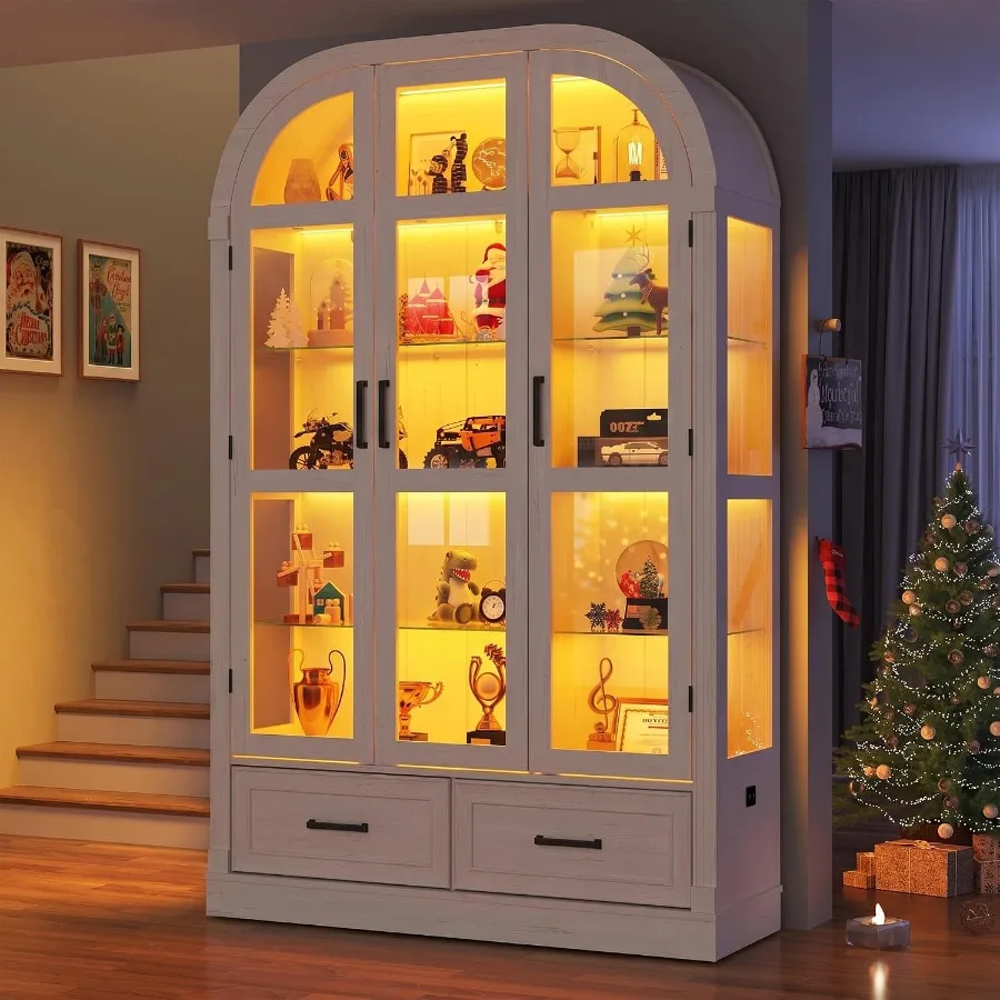 Glass Cabinet Display - Vitrine arquée de 74 pouces avec