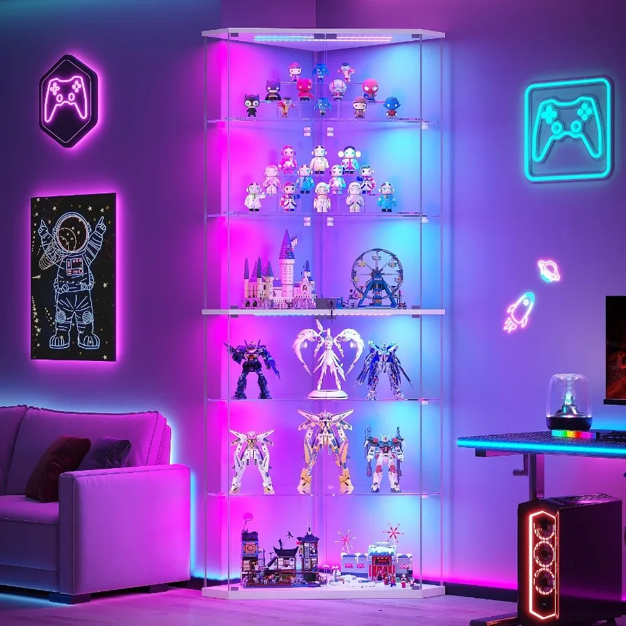 Glass Cabinet Display - Vitrine d'angle à 6 niveaux avec