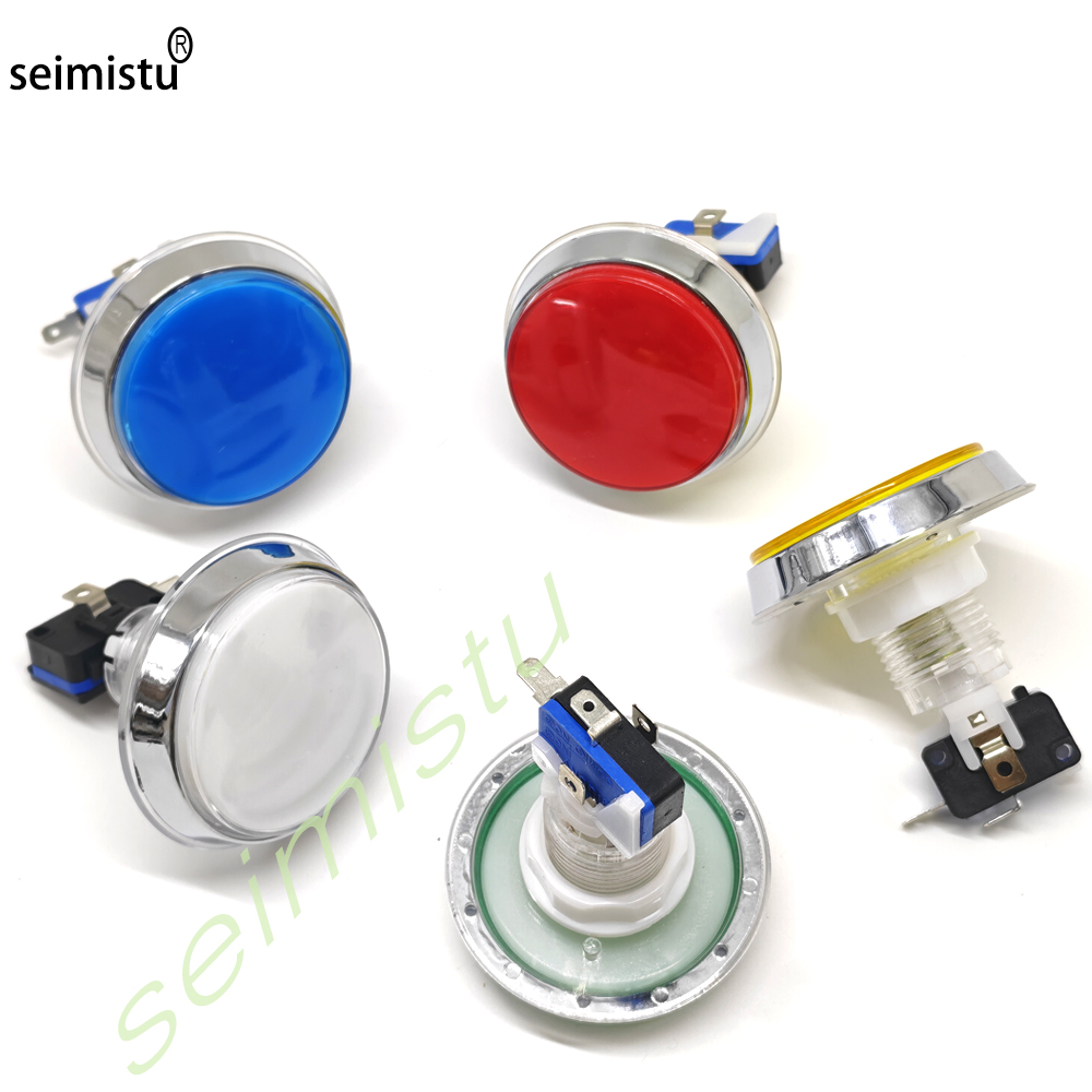 Bouton LED plat chromé 60 mm 1 - Coin Pusher Machine avis et prix