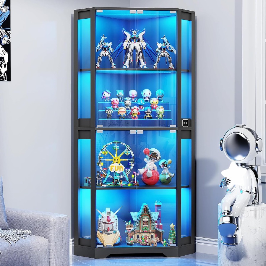 Vitrine d'angle éclairée avec  - Glass Cabinet Display avis et prix