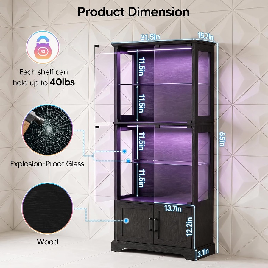 Vitrine avec porte en verre, p - Glass Cabinet Display avis et prix