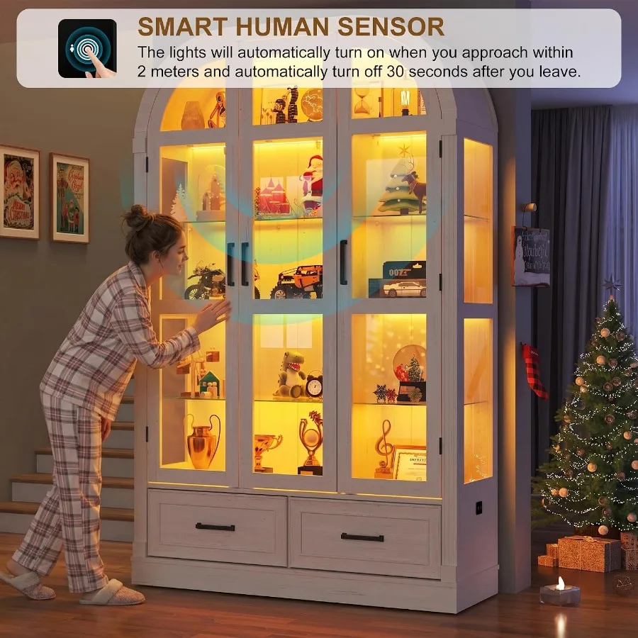 Vitrine arquée de 74 pouces av - Glass Cabinet Display avis et prix